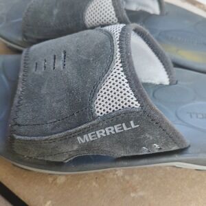 Merrell Womens Gray Suede Mesh Slide Sandals Casual Outdoor Comfort Shoes